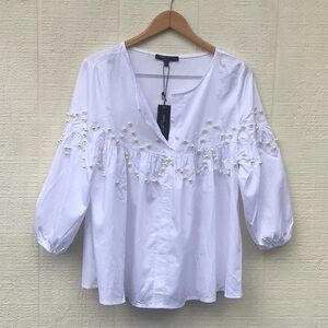 Romeo and Juliet white pearl embellished  oversized top
